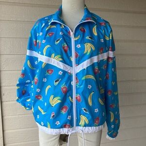 Nike Sportswear Womens Size Medium Banana Strawberry Blue Jacket  Windbreaker